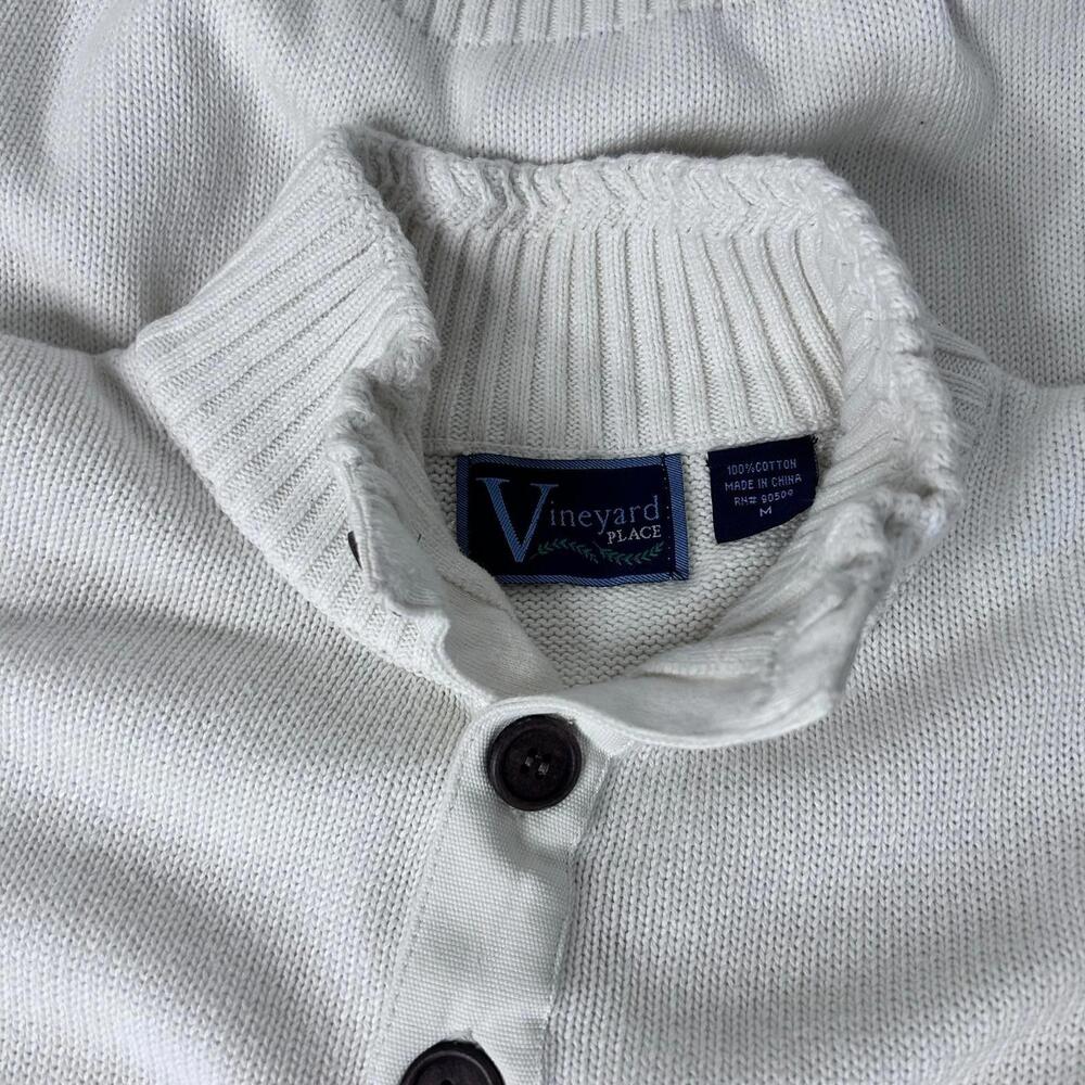 Vineyard Place Cream 3 button Sweater Men's size M - Picture 5 of 6